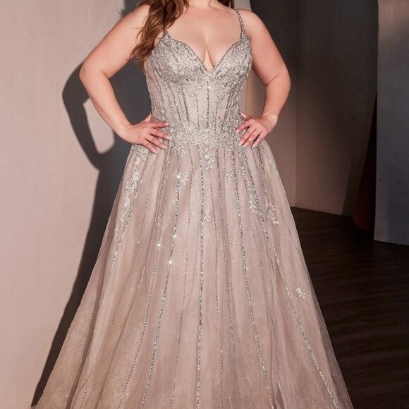 Plus size silver formal dress.Prom military ball gala evening new long gown